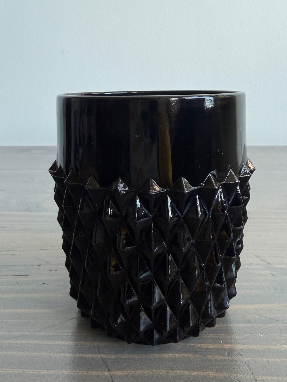 Vintage Indiana Glass tiara diamond point black tumbler